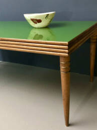 Green Glass & Wood Table